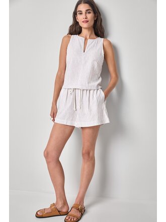 LILLA P SLEEVELESS ZIP TOP IN BARK STRIPE