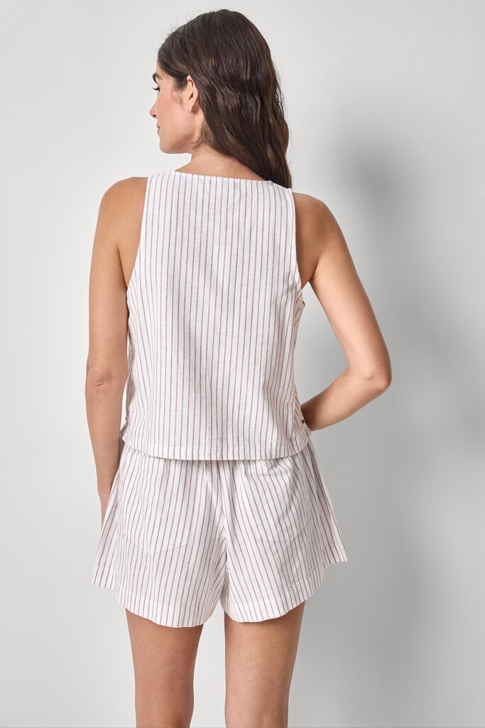 LILLA P SLEEVELESS ZIP TOP IN BARK STRIPE