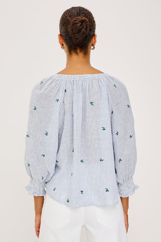 RAILS MARIAH 3/4 SL TOP IN BLUEBELL EMBROIDERED STRIPE