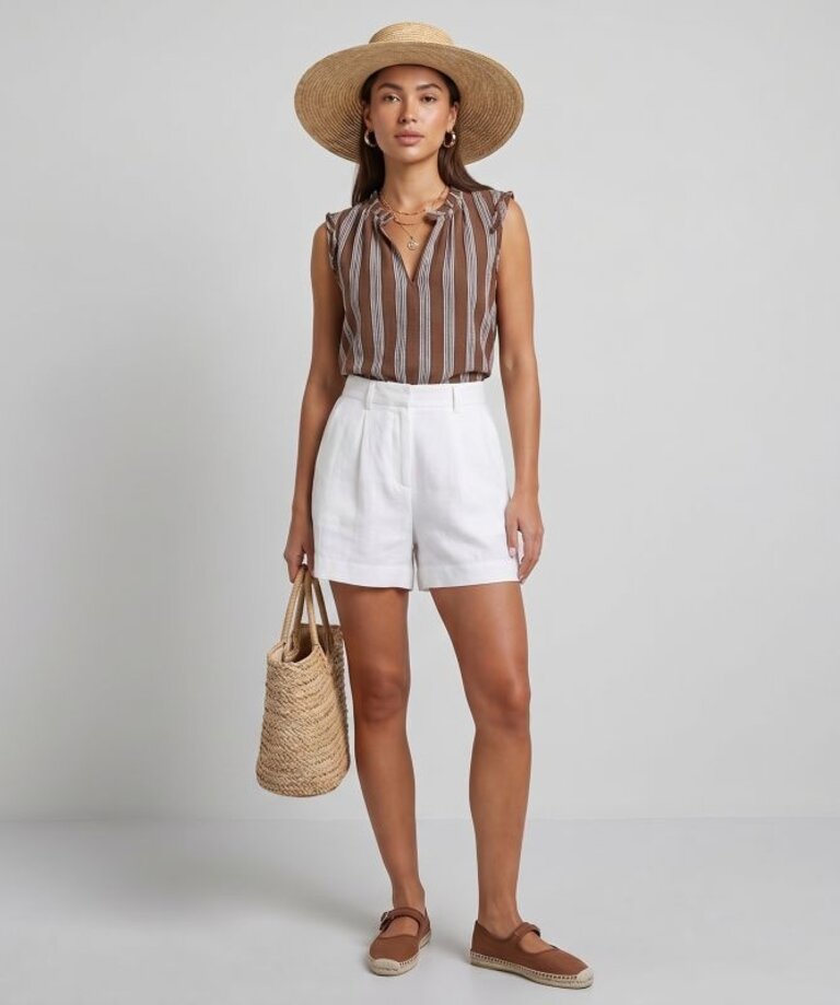 RAILS SOSA S/L TOP IN BROWN STRIPE