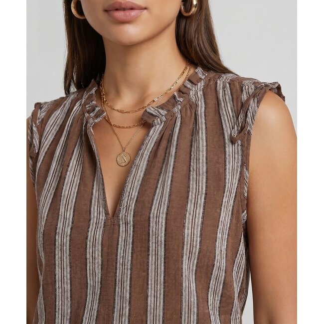 RAILS SOSA S/L TOP IN BROWN STRIPE
