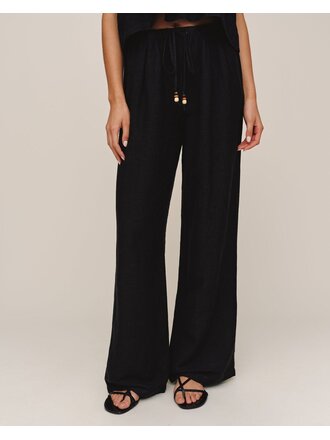 BELLA DAHL BEADED DRAWSTRING BEACH PANT IN BLACK