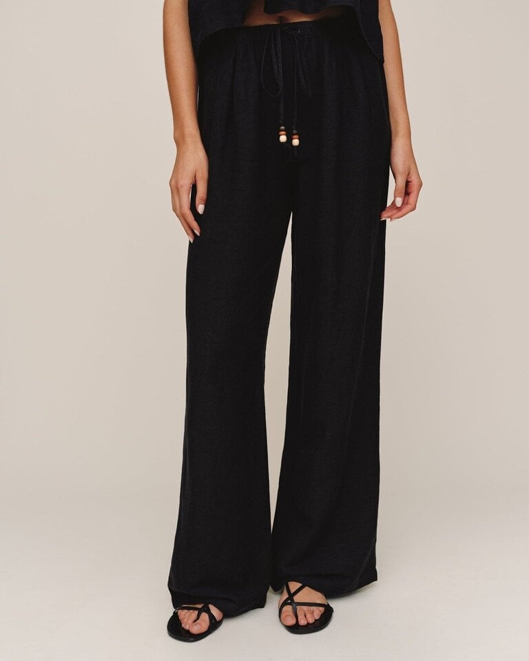 BELLA DAHL BEADED DRAWSTRING BEACH PANT IN BLACK