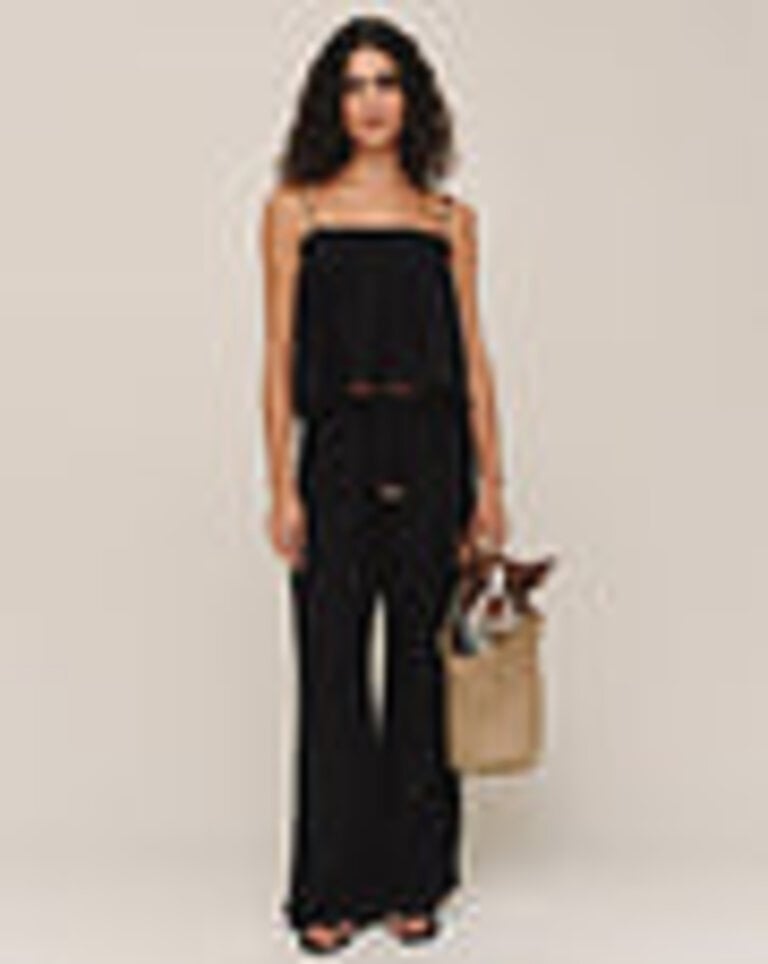 BELLA DAHL BEADED DRAWSTRING BEACH PANT IN BLACK