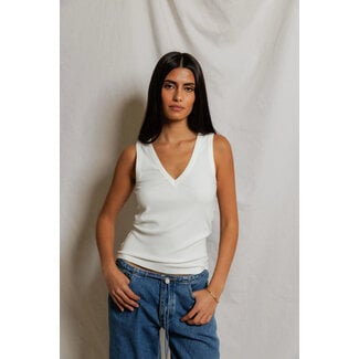 PERFECT WHITE TEE MALLORY LUXE RIB V-NECK TANK IN WHITE
