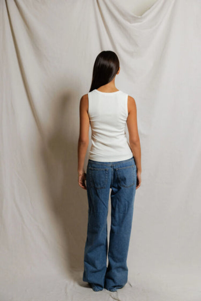 PERFECT WHITE TEE MALLORY LUXE RIB V-NECK TANK IN WHITE