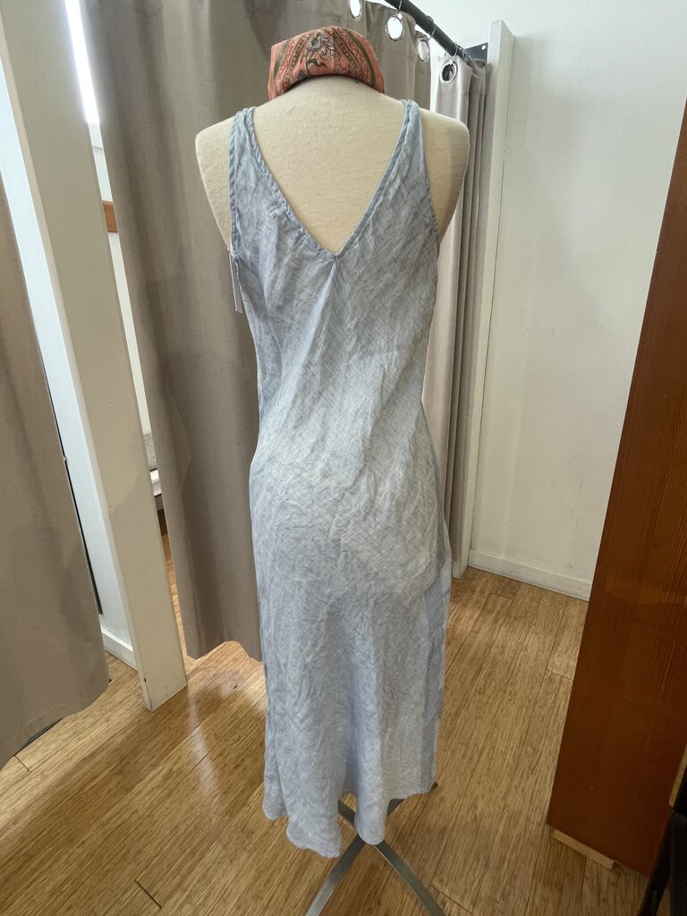 LLEA BLUE ERICA BIAS DRESS IN AQUA CHAMBRAY AND CHOCOLATE