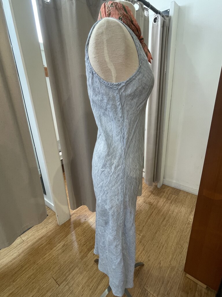 LLEA BLUE ERICA BIAS DRESS IN AQUA CHAMBRAY AND CHOCOLATE