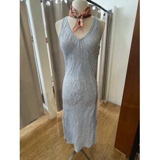LLEA BLUE ERICA BIAS DRESS IN AQUA CHAMBRAY AND CHOCOLATE