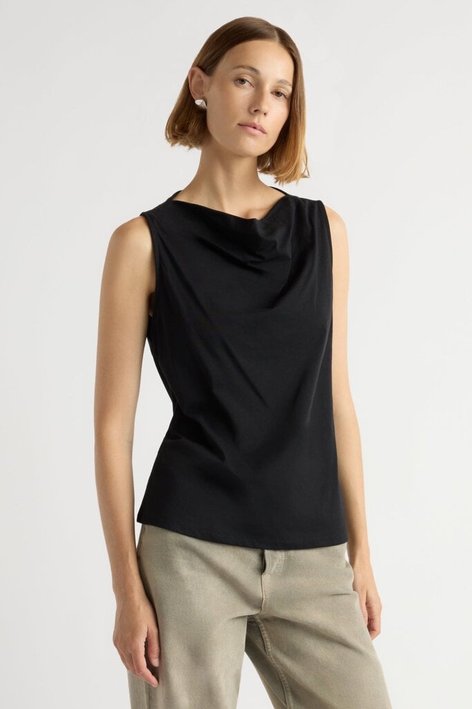 MODERN CITIZEN CARISSA RELAXED COWLNECK TANK IN BLACK