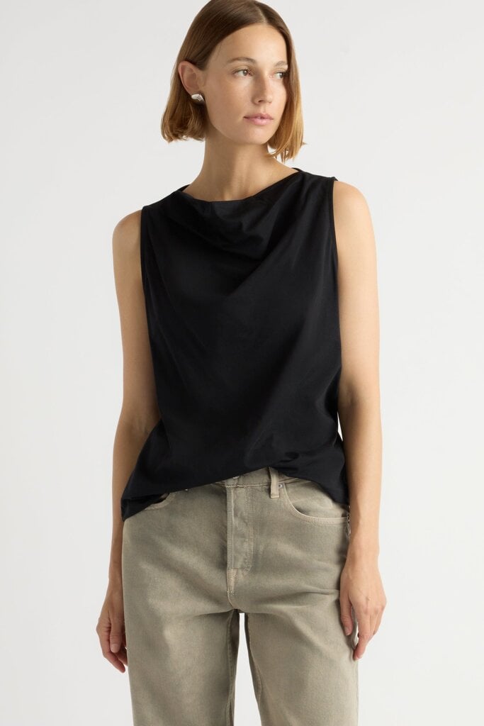 MODERN CITIZEN CARISSA RELAXED COWLNECK TANK IN BLACK