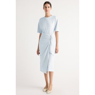 NOA ORGANIC COTTON T-SHIRT WRAP DRESS IN ICY BLUE