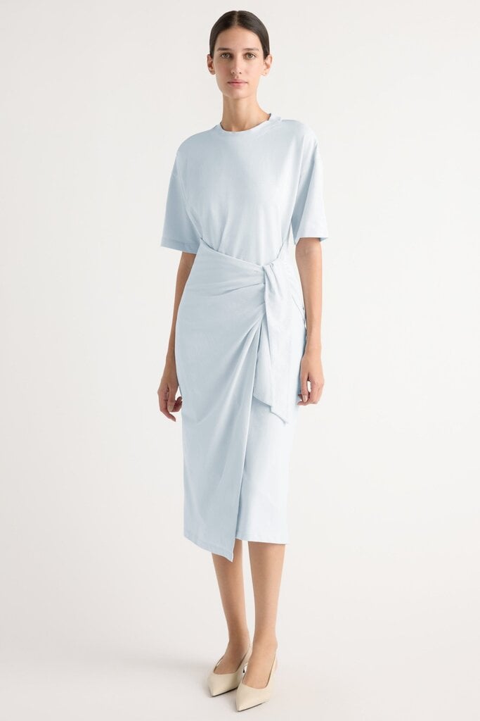 MODERN CITIZEN NOA ORGANIC COTTON T-SHIRT WRAP DRESS IN ICY BLUE