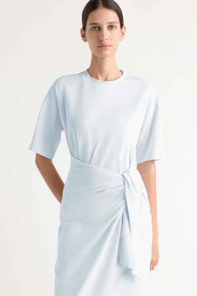 MODERN CITIZEN NOA ORGANIC COTTON T-SHIRT WRAP DRESS IN ICY BLUE