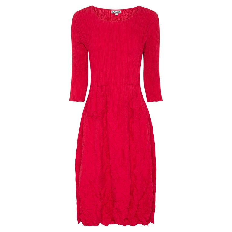 3/4 SLV SMASH POCKET DRESS IN RASPBERRY, INK, BLACK, ELIPTICAL DOT