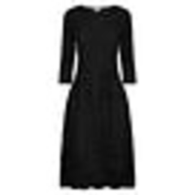 3/4 SLV SMASH POCKET DRESS IN RASPBERRY, INK, BLACK, ELIPTICAL DOT