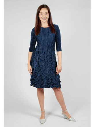 3/4 SLV SMASH POCKET DRESS IN RASPBERRY, INK, BLACK, ELIPTICAL DOT