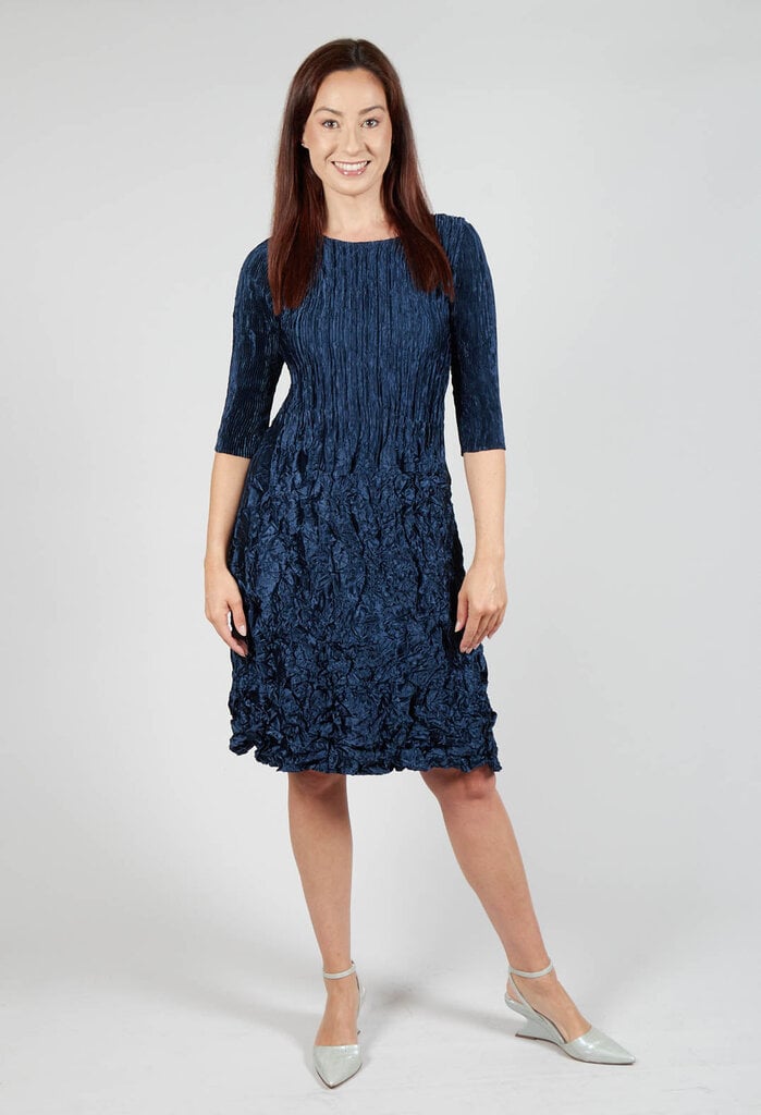 3/4 SLV SMASH POCKET DRESS IN RASPBERRY, INK, BLACK, ELIPTICAL DOT