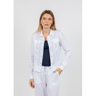 PURE AMICI LINEN JEAN JACKET IN WHITE