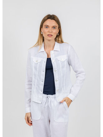 PURE AMICI LINEN JEAN JACKET IN WHITE