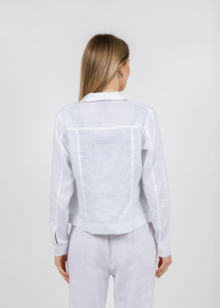 PURE AMICI LINEN JEAN JACKET IN WHITE