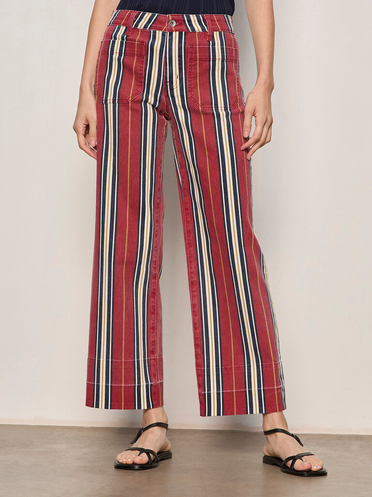 SANCTUARY MARINER PANT IN VERY BERRY STRIPE