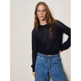 SANCTUARY SOLEIL OPEN STITCH SWEATER IN NAVY BLAZER