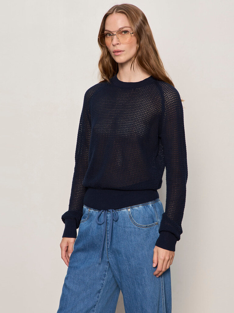 SANCTUARY SOLEIL OPEN STITCH SWEATER IN NAVY BLAZER
