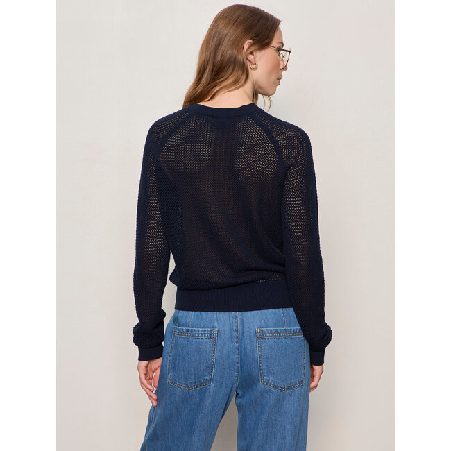 SANCTUARY SOLEIL OPEN STITCH SWEATER IN NAVY BLAZER