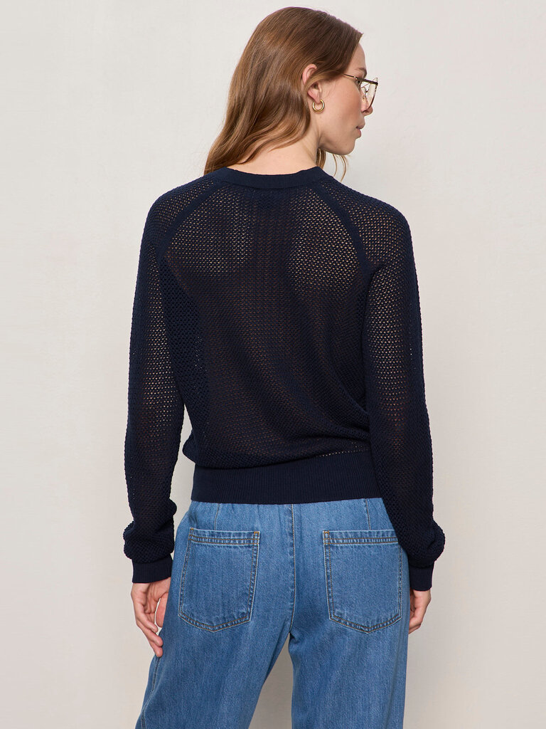 SANCTUARY SOLEIL OPEN STITCH SWEATER IN NAVY BLAZER