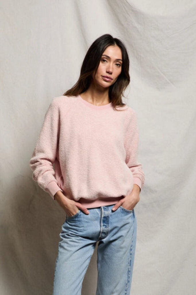 PERFECT WHITE TEE ZIGGY INSIDE OUT FLEECE SWEATSHIRT IN VINTAGE PINK