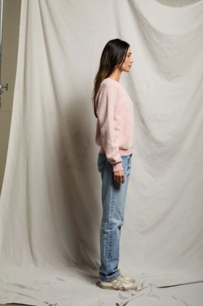 PERFECT WHITE TEE ZIGGY INSIDE OUT FLEECE SWEATSHIRT IN VINTAGE PINK