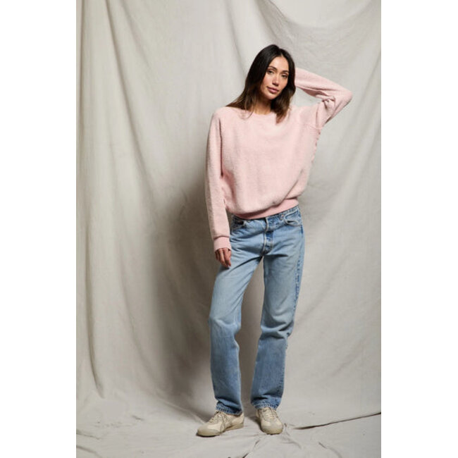PERFECT WHITE TEE ZIGGY INSIDE OUT FLEECE SWEATSHIRT IN VINTAGE PINK