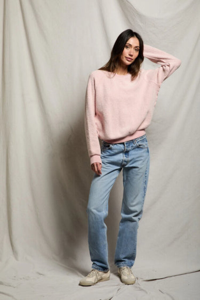 PERFECT WHITE TEE ZIGGY INSIDE OUT FLEECE SWEATSHIRT IN VINTAGE PINK
