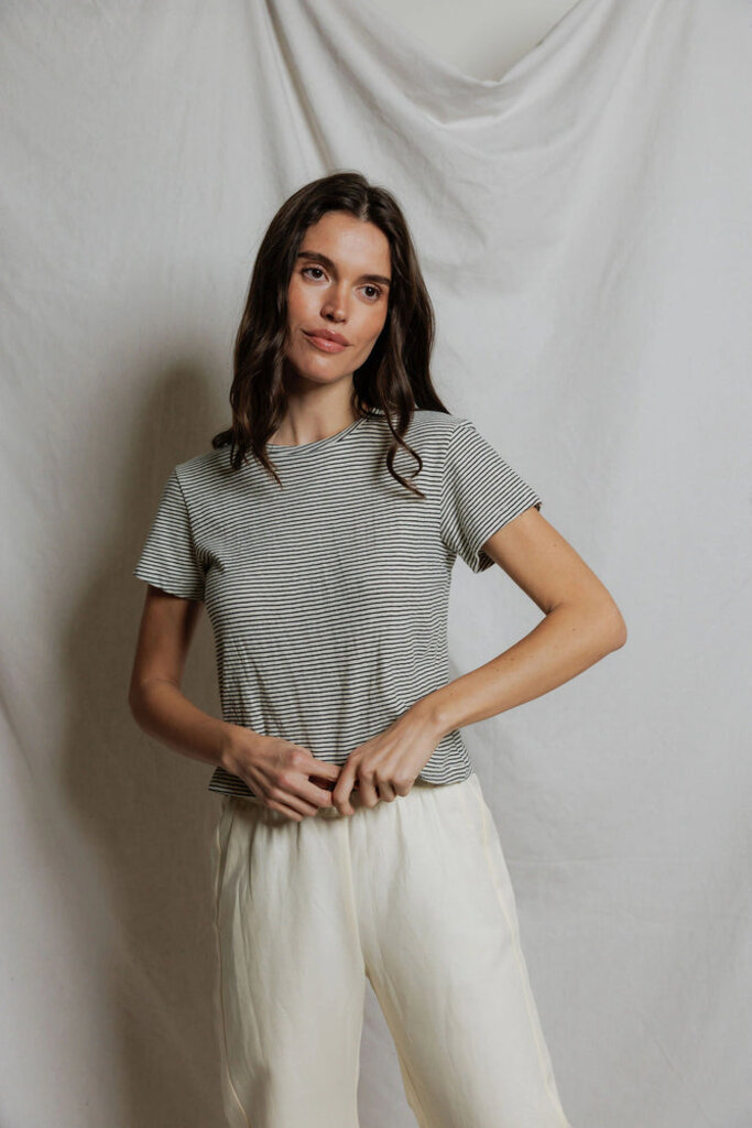 PERFECT WHITE TEE PERFECT VIVIAN STRIPE HEMP MILK COTTON TEE