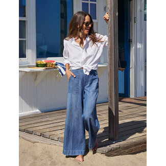 FRANK & EILEEN MADELINE PATCH POCKET PULL ON PANT INDIGO WASH