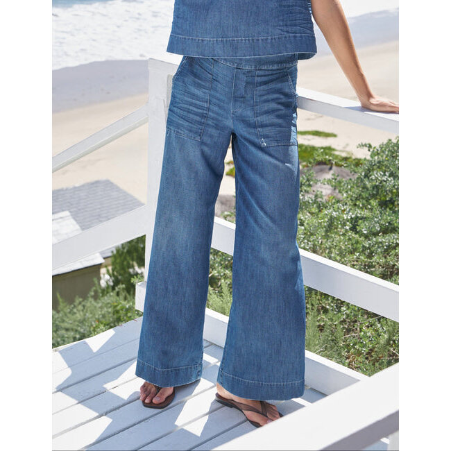 FRANK & EILEEN MADELINE PATCH POCKET PULL ON PANT INDIGO WASH
