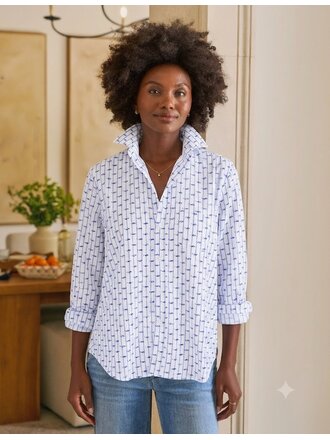FRANK & EILEEN SILVIO UNTUCKABLE BUTTON UP IN STRIPE WHALE
