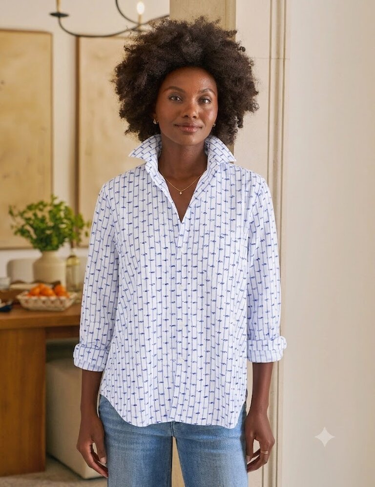FRANK & EILEEN SILVIO UNTUCKABLE BUTTON UP IN STRIPE WHALE