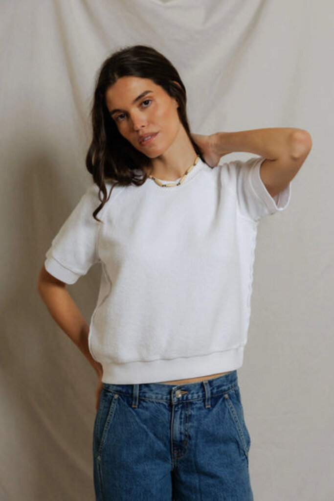 PERFECT WHITE TEE SHORT SLEEVE ZIGGY FLEECE IN WHITE