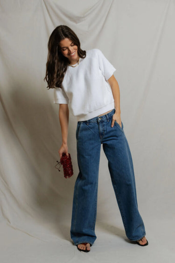 PERFECT WHITE TEE SHORT SLEEVE ZIGGY FLEECE IN WHITE