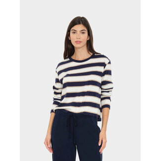 XIRENA TERRANCE TEE IN NAVY CRESCENT STRIPE