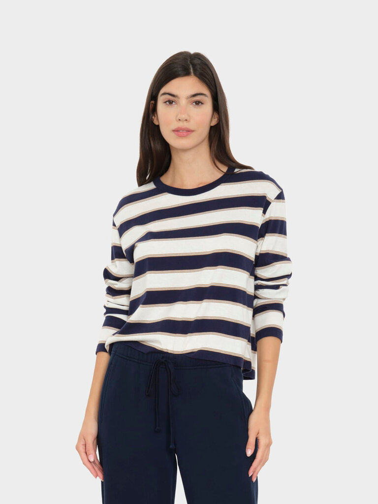 XIRENA TERRANCE TEE IN NAVY CRESCENT STRIPE