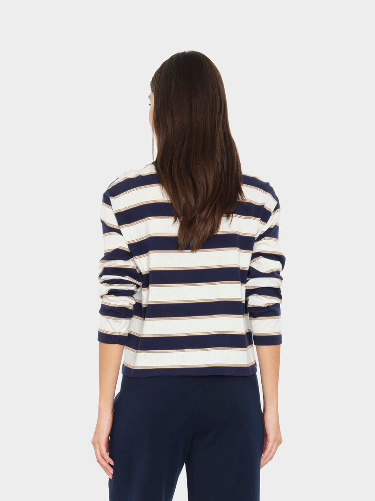 XIRENA TERRANCE TEE IN NAVY CRESCENT STRIPE