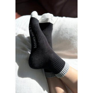 LE BON SHOPPE COLOR BLOCK GIRLFRIEND SOCKS IN BLACK GREY