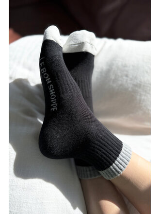LE BON SHOPPE COLOR BLOCK GIRLFRIEND SOCKS IN BLACK GREY