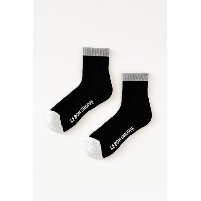 LE BON SHOPPE COLOR BLOCK GIRLFRIEND SOCKS IN BLACK GREY