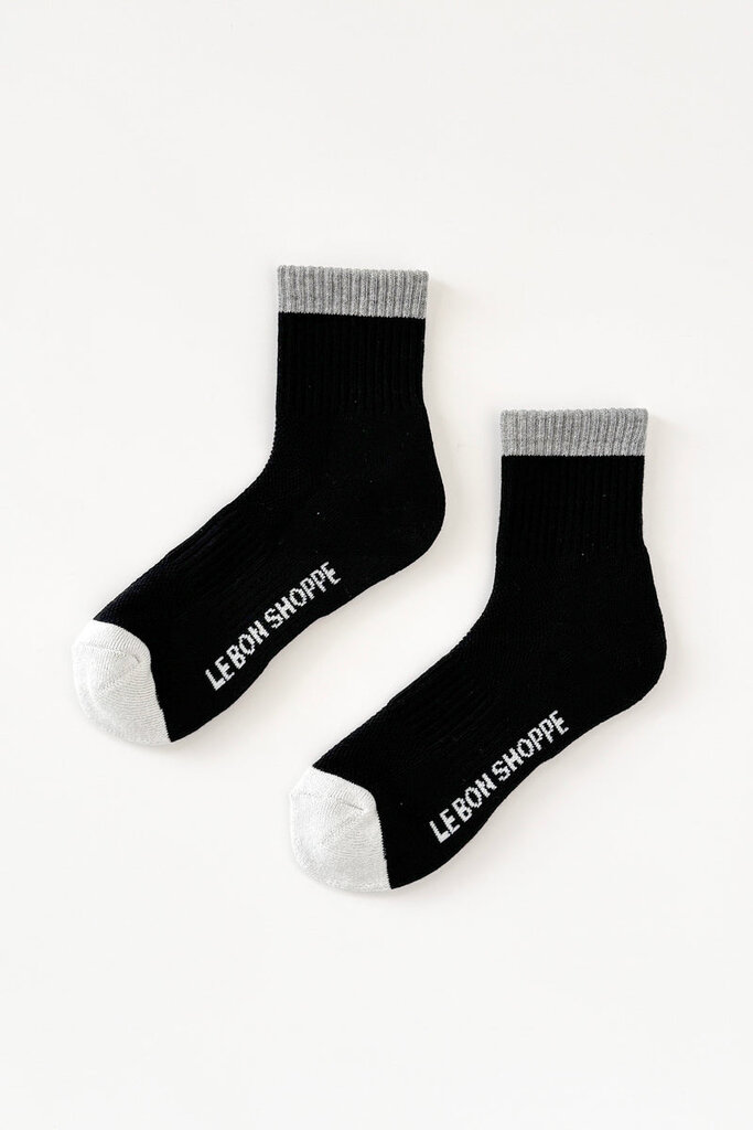 LE BON SHOPPE COLOR BLOCK GIRLFRIEND SOCKS IN BLACK GREY