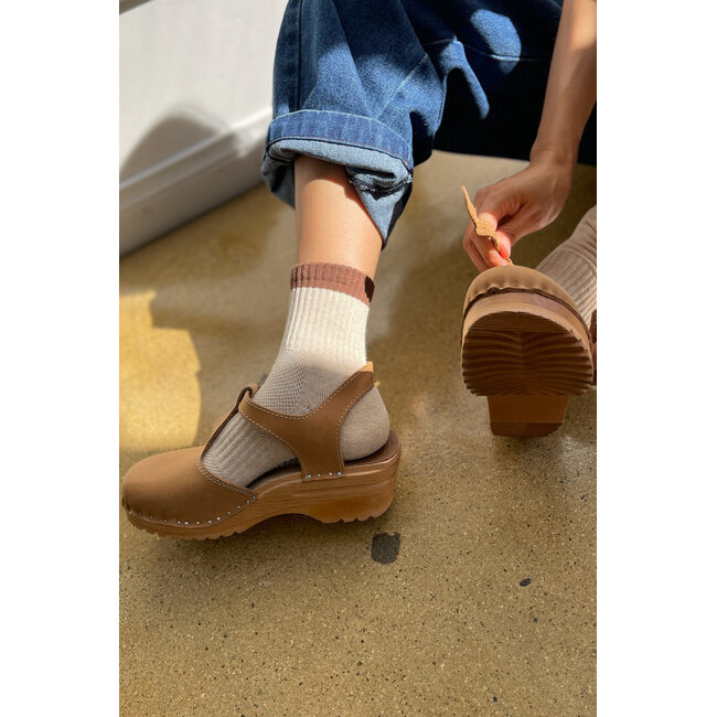 LE BON SHOPPE COLOR BLOCK GIRLFRIEND SOCKS IN BLACK COFFEE