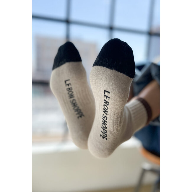 LE BON SHOPPE COLOR BLOCK GIRLFRIEND SOCKS IN BLACK COFFEE